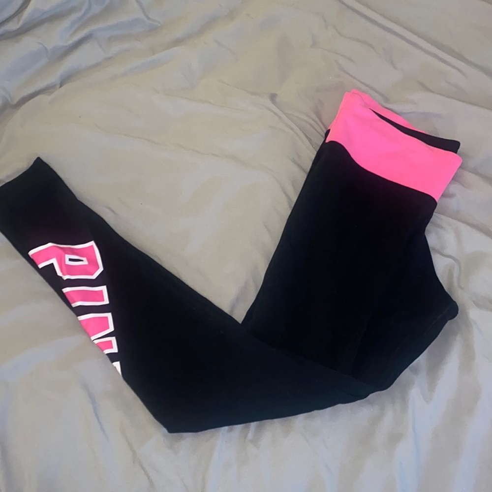 Pink and Black Cotton Logo Legging from VS PINK